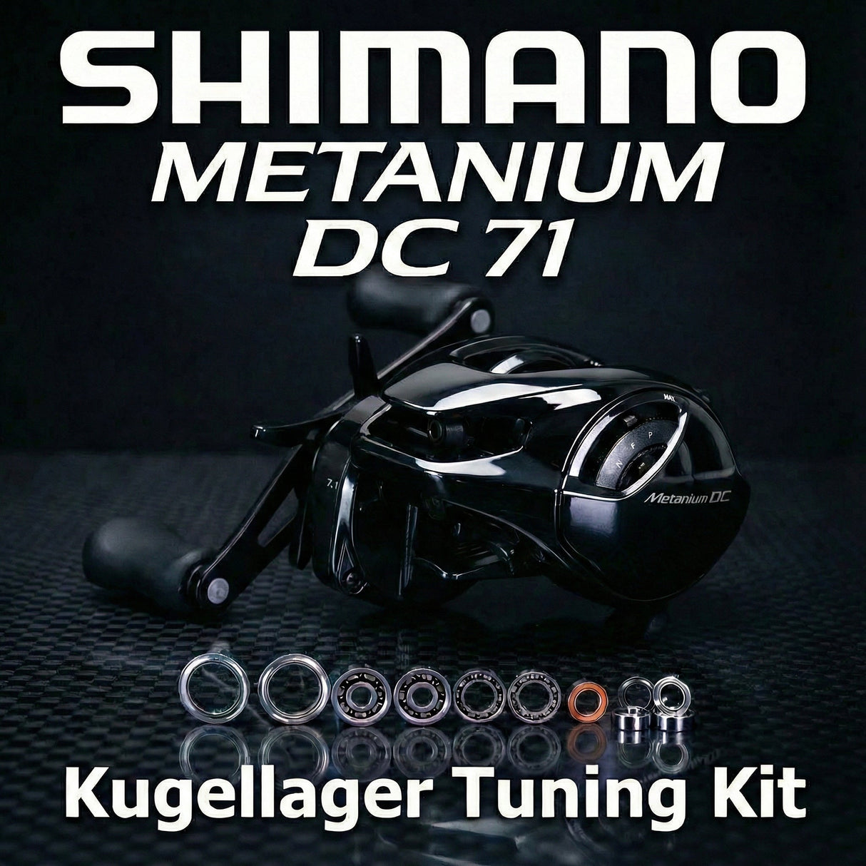 RL - Angelrollentuning - RL - TNG Komplett Kugellager Tuning Kit für Shimano 24 Metanium DC 71 Kugellager – inkl. Wormshaft Bushings Upgrade - BC Kugellager - 