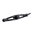 Eine schwarze RL-TNG TGR 95 Carbon Handle | Baitcaster-Kurbel mit zentralem Drehpunkt und zwei Metallstangen an den Enden, fotografiert vor weißem Hintergrund. Diese ultraleichte RL-TNG-Komponente ist in Vollcarbon-Ausführung gefertigt.