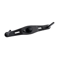 Die RL-TNG WLF 95 Carbon Handle | Baitcaster-Kurbel von RL-TNG in Schwarz verfügt über eine Carbonhalterung, zwei Metallstangen an jedem Ende und einen schwarzen Einstellknopf – für maximale Stabilität bei Baitcaster-Setups. Abbildung auf weißem Hintergrund.