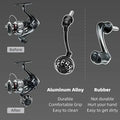 RL - Angelrollentuning - Gomexus Aluminium Handle 57 mm mit 35 mm Power Knob für Shimano Spinnrollen | Lock - Type Kurbelarm Upgrade - Silber - 