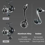 RL - Angelrollentuning - Gomexus Aluminium Handle 57 mm mit 35 mm Power Knob für Shimano Spinnrollen | Lock - Type Kurbelarm Upgrade - Silber - 