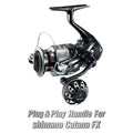 RL - Angelrollentuning - Gomexus Aluminium Handle 57 mm mit 35 mm Power Knob für Shimano Spinnrollen | Lock - Type Kurbelarm Upgrade - Silber - 