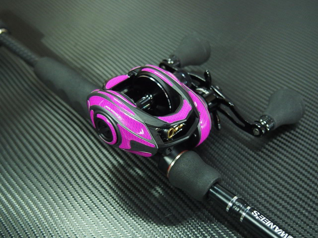 Aufkleber-Kit Abu Garcia Revo Beast 19-Aufkleber-Wanees-Lila-Carbon (Kurbel Links)-RL-Angelrollentuning