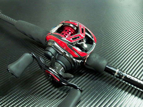 Aufkleber-Kit Daiwa Alphas Air-Aufkleber-Wanees-Rot-Carbon (Kurbel Links)-RL-Angelrollentuning