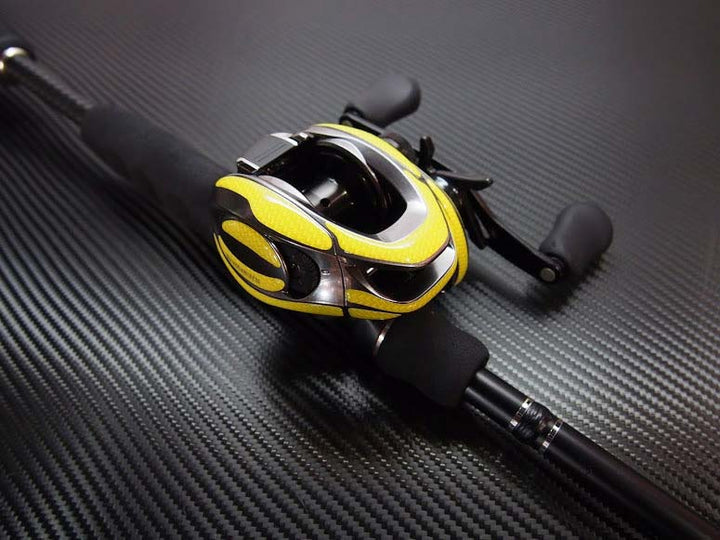 Aufkleber-Kit Shimano Aldebaran-Aufkleber-Wanees-Gelb-Carbon (Kurbel Links)-RL-Angelrollentuning