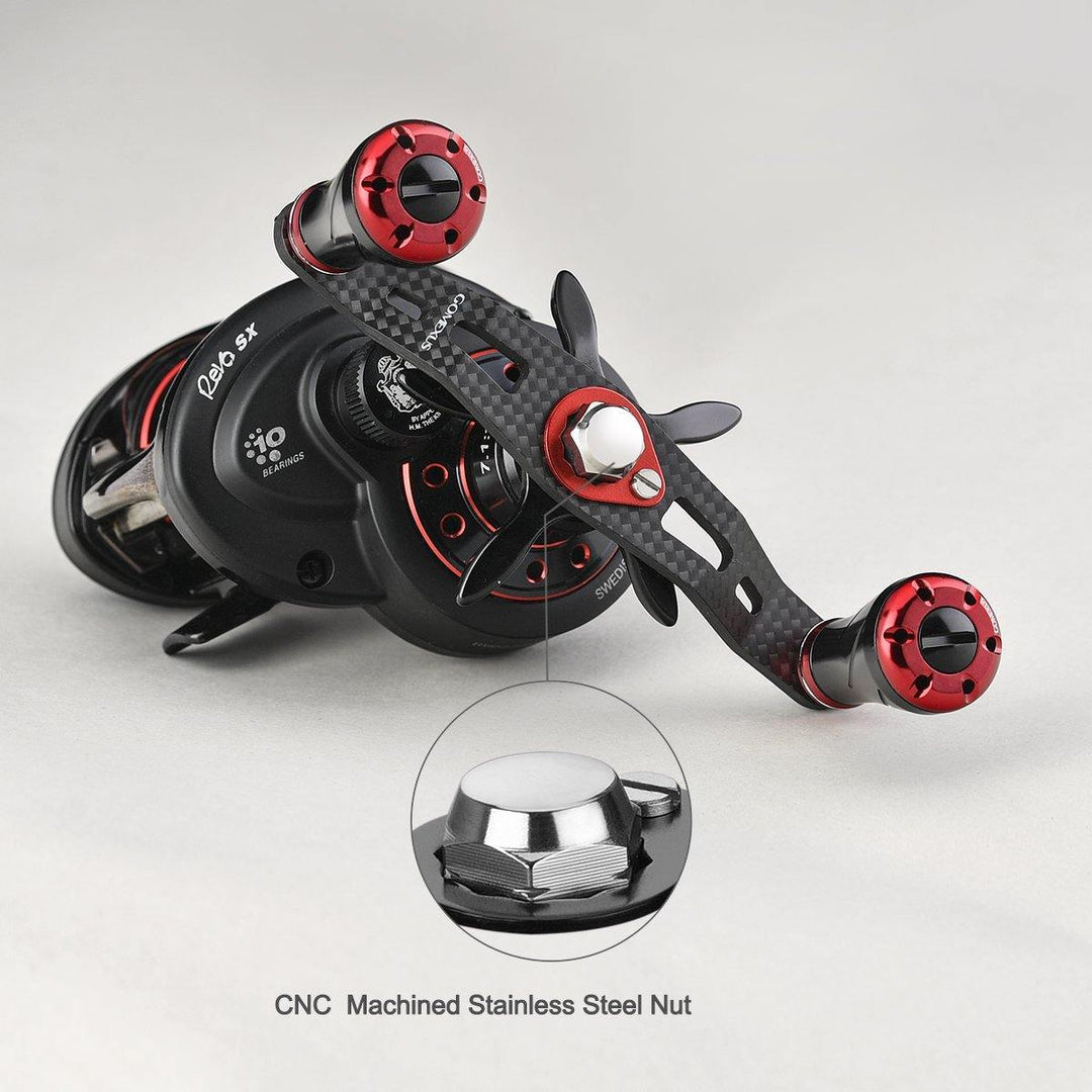 Gomexus Crank 95mm Carbon Handle mit 20 mm CNC Power Knobs (7x4mm)-Handle-Gomexus-RL-Angelrollentuning