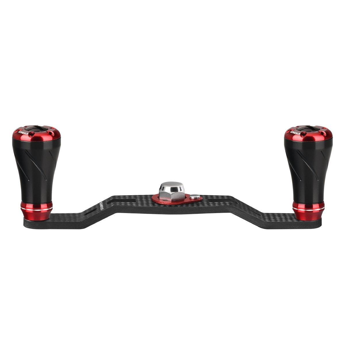 Gomexus Crank 95mm Carbon Handle mit 20 mm CNC Power Knobs (7x4mm)-Handle-Gomexus-Schwarz | Rot-RL-Angelrollentuning