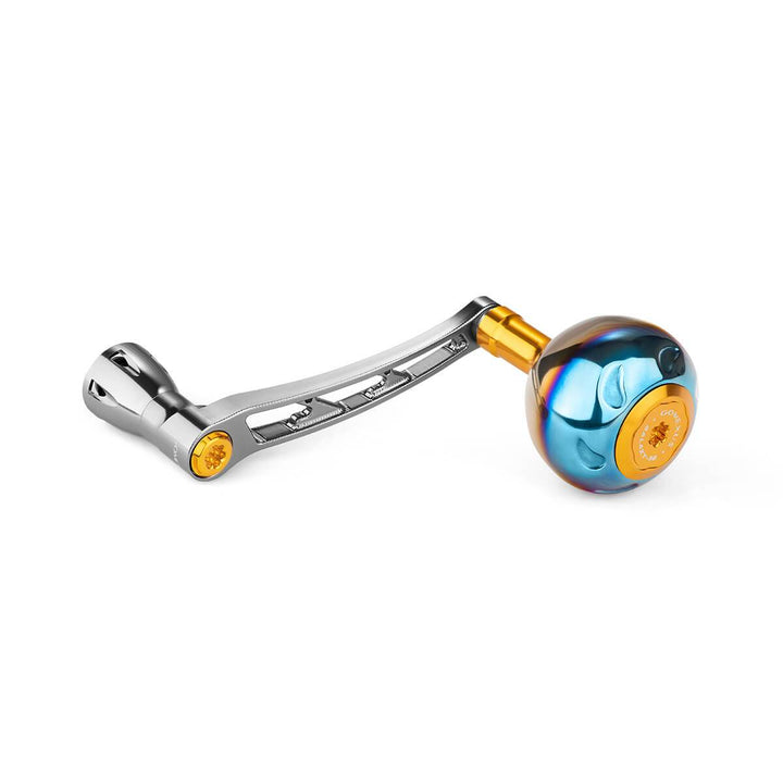 Gomexus Spinning Power Handle 68 mm mit 38mm Galaxy Knob | Shimano-Kurbel Stationärrolle-Gomexus-Silber | Gold-RL-Angelrollentuning