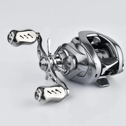 RL - Angelrollentuning - Gomexus Baitcasting Aluminium 100mm Handle mit 22mm Titanium Knobs (8x5mm) - Handle - Silber - 