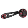 Der Gomexus Carbon Handle 75 mm mit 38 mm Power Knob (8x5mm) in Schwarz und Rot zeichnet sich durch einen Carbonfaserarm, einen runden, mit Logo versehenen Power Knob mit mehreren Löchern und eine reibungslose Performance durch Edelstahl Kugellager aus.