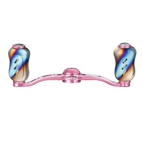 RL - Angelrollentuning - Gomexus Galaxy 90 mm Handle mit 22 mm Titanium Flame Knobs (7x4 mm) - Handle - Flame | Rosa - 