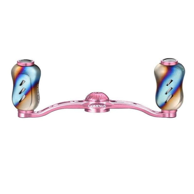 RL - Angelrollentuning - Gomexus Galaxy 90 mm Handle mit 22 mm Titanium Flame Knobs (7x4 mm) - Handle - Flame | Rosa - 