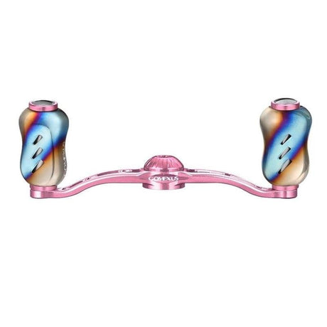 RL - Angelrollentuning - Gomexus Galaxy 90 mm Handle mit 22 mm Titanium Flame Knobs (8x5 mm) - Handle - Flame | Rosa - 