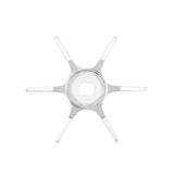 Ein durchsichtiges, sechseckiges Kunststoffobjekt mit sechs Armen, das der Gomexus Sternbremse 60 mm für Shimano ähnelt, von oben auf einem weißen Hintergrund fotografiert.