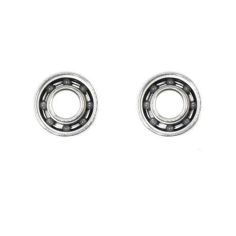 Zwei Hedgehog Studio „Kattobi“ Tuning Kit Keramik Kugellager (Shimano 730 & 730 Air) Kugellager werden nebeneinander angezeigt, jedes mit sichtbaren Kugeln in einer kreisförmigen Bahn – ideale Premium-Lager für Ihre Baitcaster-Rolle.