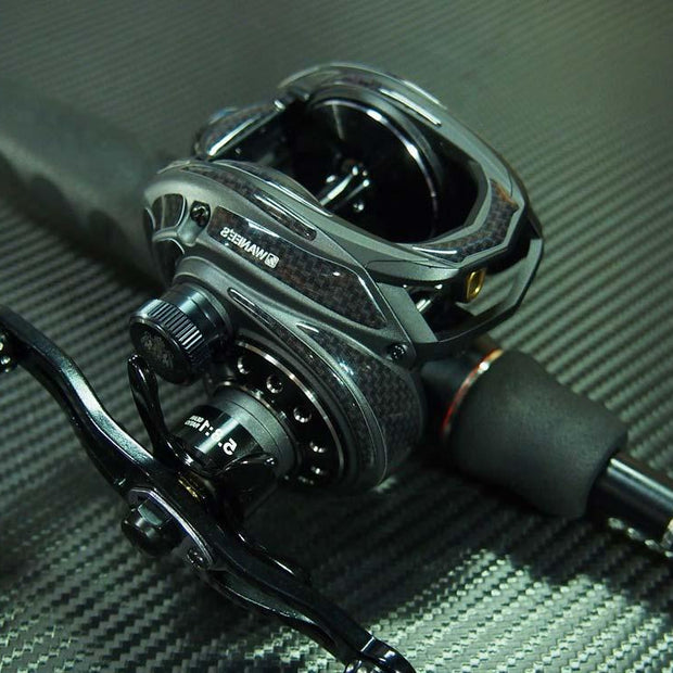 Aufkleber-Kit Abu Garcia Revo EXD-Aufkleber-Wanees-Schwarz-Carbon (Kurbel Links)-RL-Angelrollentuning