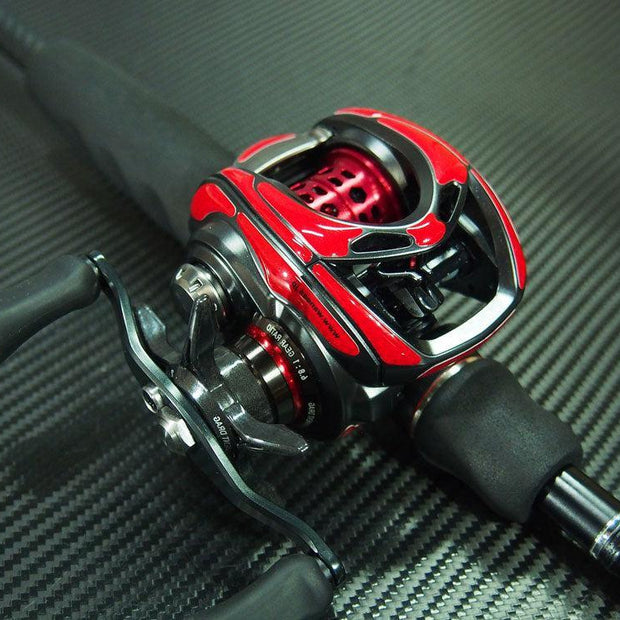 Aufkleber-Kit Daiwa Steez-Aufkleber-Wanees-Rot-Carbon (Kurbel Links)-RL-Angelrollentuning