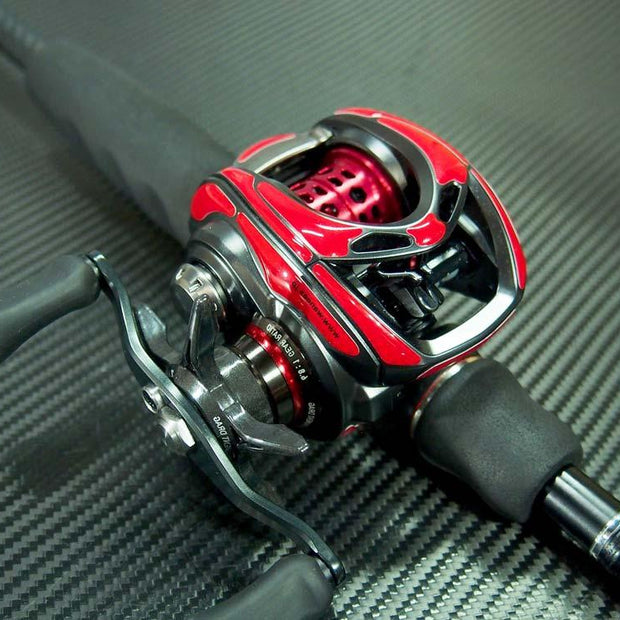 Aufkleber-Kit Daiwa Tatula-Aufkleber-Wanees-Rot-Carbon (Kurbel Links)-RL-Angelrollentuning