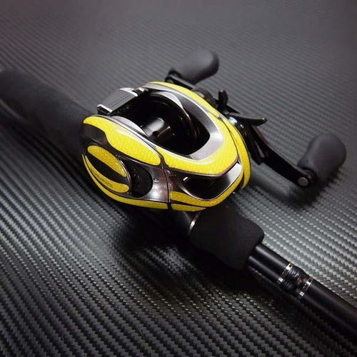 Aufkleber-Kit Shimano Aldebaran-Aufkleber-Wanees-Gelb-Carbon (Kurbel Links)-RL-Angelrollentuning
